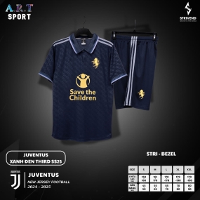 Quần áo bóng đá, áo đá banh Strivend CLB Juventus Xanh Đen Third SS25, Logo Thêu chất mè