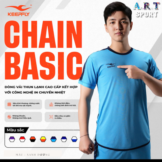 Quần áo đá banh CHAIN BASIC - Vải thun lạnh cao cấp thoáng mát, siêu co dãn 4 chiều, kháng chuẩn