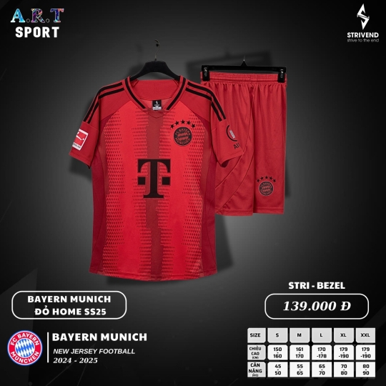 Bộ quần áo bóng đá BAYERN KEM logo THÊU vải thun mè cao cấp loại I Top Sport