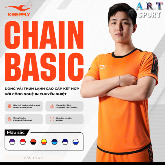 Quần áo đá banh CHAIN BASIC - Vải thun lạnh cao cấp thoáng mát, siêu co dãn 4 chiều, kháng chuẩn
