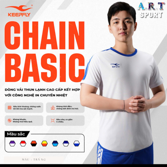 Quần áo đá banh CHAIN BASIC - Vải thun lạnh cao cấp thoáng mát, siêu co dãn 4 chiều, kháng chuẩn