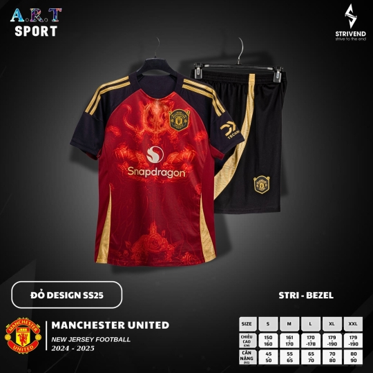 Quần Áo Đá Banh Nam/ Nữ STRIVEND MANCHESTER UNITED - Chất Vải Xịn Thoáng Mát, Co Giãn Thấm Hút
