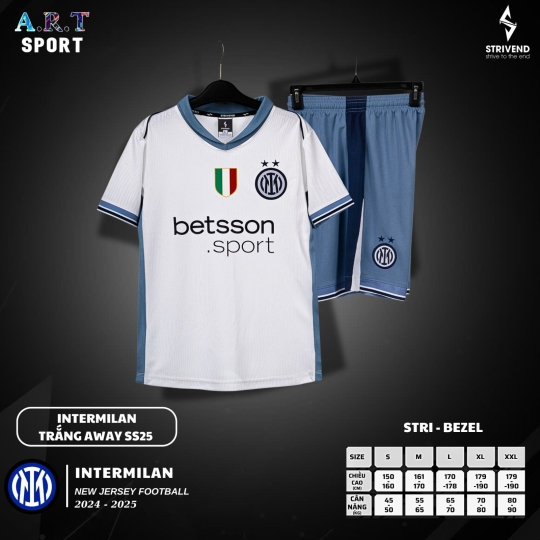 Áo bóng đá sân khách Inter Milan player 2024-2025 hàng Thailand chuẩn thi đấu