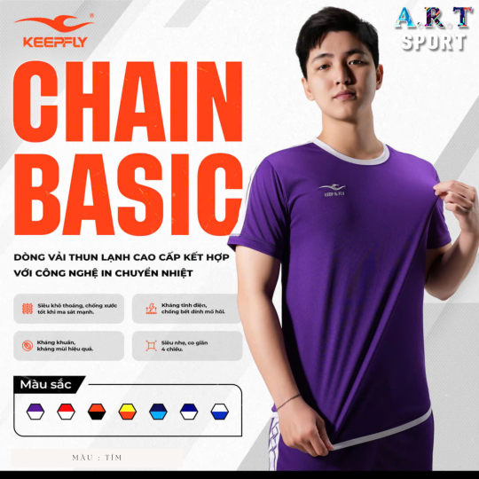 Quần áo đá banh CHAIN BASIC - Vải thun lạnh cao cấp thoáng mát, siêu co dãn 4 chiều, kháng chuẩn