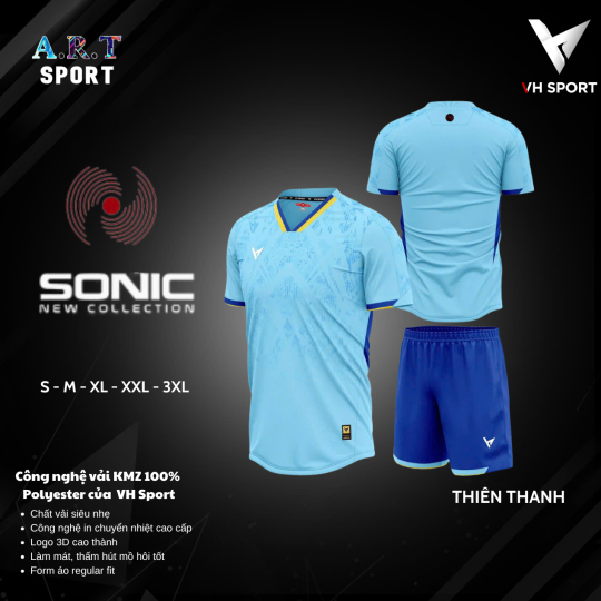 Bộ Quần Áo Đá Banh VH Sonic Chất Vải Mè Cao Cấp Thoải Mái Vận Động