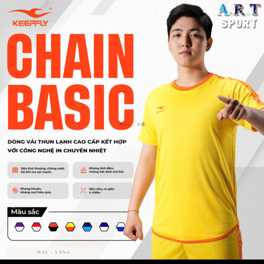 Quần áo đá banh CHAIN BASIC - Vải thun lạnh cao cấp thoáng mát, siêu co dãn 4 chiều, kháng chuẩn