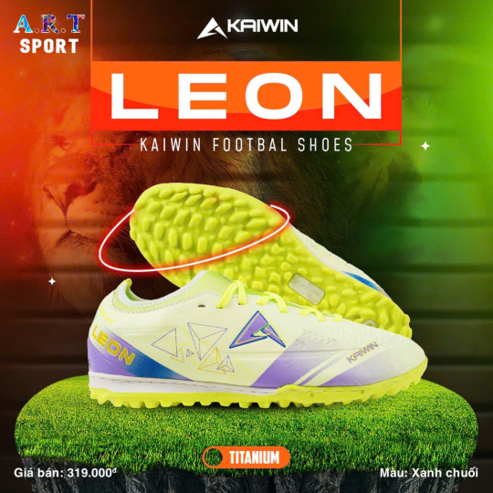 Giày Đá Bóng Chính Hãng Kaiwin Leon TF Ôm Chân Thoáng Khí, Công Nghệ Matrix 4D Không Trơn Trượt