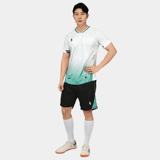 Bộ Quần Áo Bóng Đá Strivend V6 Trắng Xanh