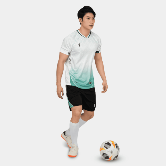 Bộ Quần Áo Bóng Đá Strivend V6 Trắng Xanh