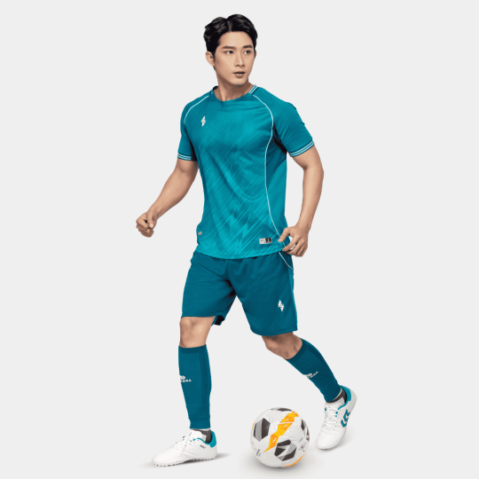 Bộ Quần Áo Bóng Đá Strivend V8 Xanh Cổ Vịt